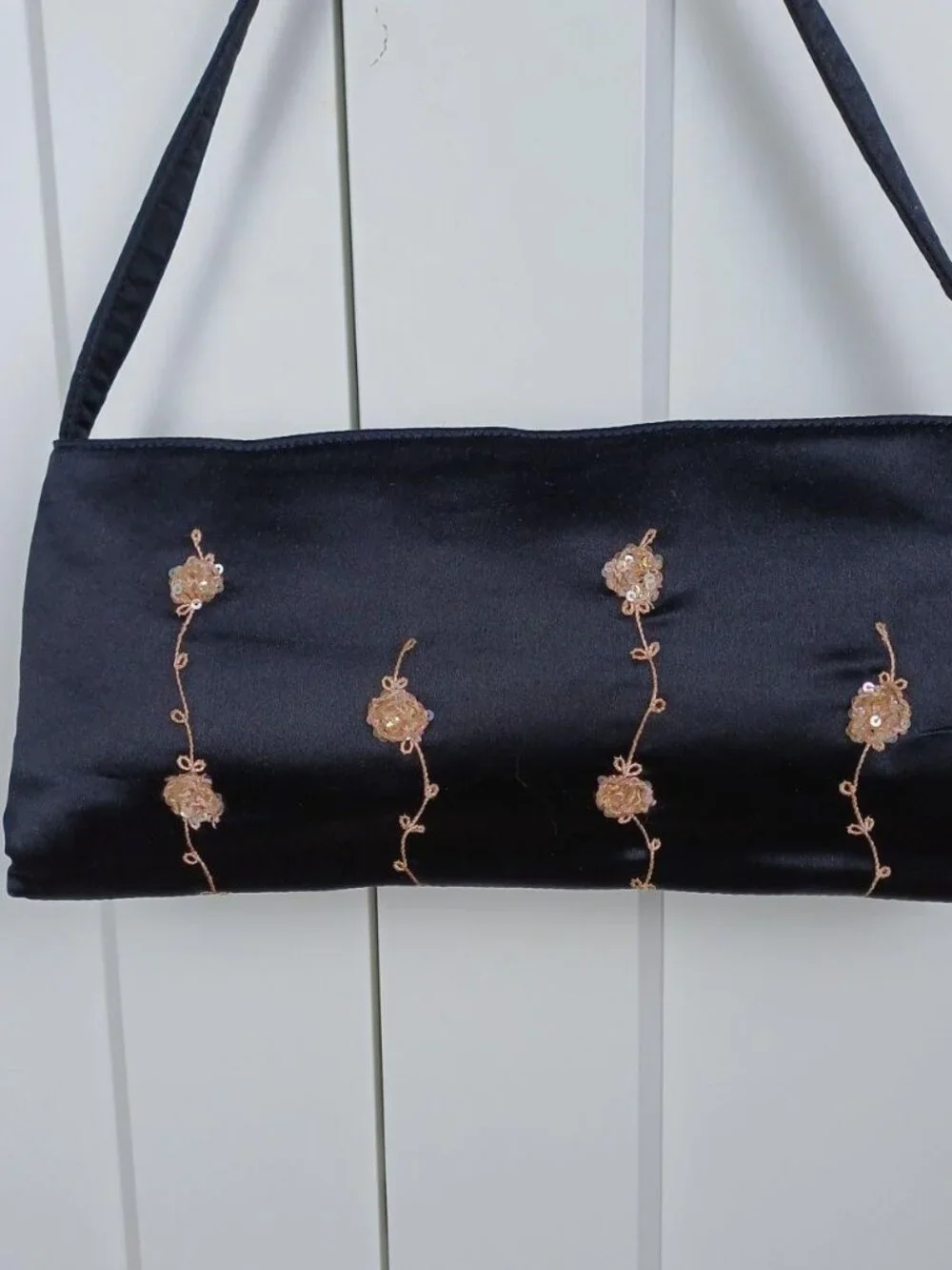 Vintage Blumarine y2k satin baguette bag embroidered floral shoulder purse